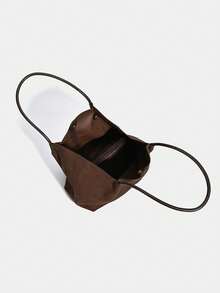 Bolso de ante marrón café retro, nueva colección primavera 2026. Bolso de hombro de gran capacidad con bolsillo pequeño y bolso de axila, para uso empresarial y casual, ideal para ir al trabajo, compras, citas, viajes, estudiantes universitarios y otras ocasiones. Bolso de mano para mujer, de uso diario. - Café integral - Ver 6
