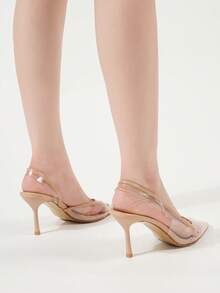 Tocuri înalte minimaliste pentru femei, culoare nud, cu vârful ascuțit, la modă, transparente, cu toc piramidal, potrivite pentru petrecere, purtare zilnică, bal, vacanță, vară, tocuri înalte elegante, înapoi la școală, facultate, stil distinctiv pentru Halloween, petrecere de Crăciun, noapte sexy