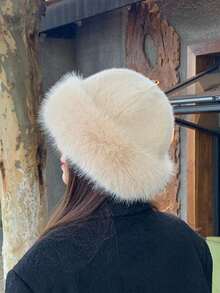 1pc Women Winter Furry Hat, European & Korean Style Warm Headwear, Solid Color Cute & Versatile, Thicker Design - Multicolor - View 24