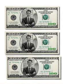 Customized Photo & Text Novelty Prop $100 Bill, Fake Banknote, Personalized Gag Gift, Funny Souvenir For Him, Birthday Party Prop. Note: This Is A Novelty Prop Only, Not Real Currency And Has No Monetary Value. ,For Family - Multicolor - View 10