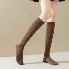 5 Pairs Women'S Warm Thick Calf Socks - Slim Fit,Sports Pressure Socks,Solid Color With Side Stripes, Machine Washable, Perfect For Autumn & Winter Boots, Casual & Stylish Design, Winter Socks | Slim Fit Socks | Texture ﻿ - Multicolor - View 4