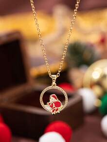 1pc Fashionable, Versatile & Elegant Christmas Element Design Necklace Jewelry, Suitable For Holiday Parties, Banquets, Can Be A Surprise Christmas Gift For Family, Friends, Mother, Wife, Lover
