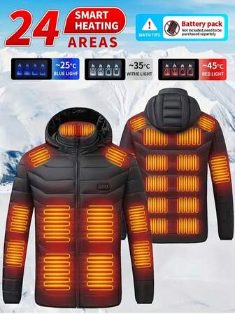 Smart Heated Jacket For Men And Women, Suitable For Outdoor Sports And Fishing, Featuring USB Electric Heating And Adjustable Temperature (Power Source Not Included).