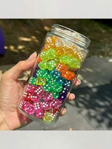 20/36颗透明彩色新款骰子模型小配件，亚克力骰子套装，带彩色点数，透明糖果色多功能骰子，适用于派对和动作游戏 - 多面体形状 - 彩色 - 查看 2