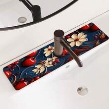 1pc Quick-Drying Diatomaceous Earth And Rubber Anti-Slip Absorbent Kitchen/Bathroom Faucet Pad, Which Can Cut Out Beautifully Decorated Flower Patterns For Holidays, Diatom Mud Anti-Slip Silicone Faucet Protection Drain Pad, Household Kitchen Drain Pad, Washbasin Protector, Suitable For All Kinds Of Faucets In Bathrooms And Kitchens.