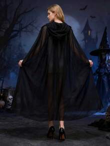 1 件雪纺连帽斗篷/斗篷，适合派对、节日、万圣节、聚会、酒吧 - 红色、白色、黑色 - 彩色 - 查看 2