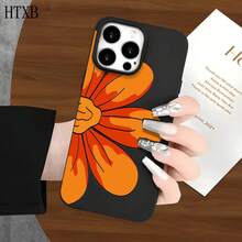 Fundas protectoras con orificios grandes y diseño de media flor amarilla. Compatibles con phone 16 Pro Max, 16, 15 Pro, 14, 14 Plus/14 Pro Max, 13, 13 Pro, 12 Pro y 11/11 Pro. Regalos para cumpleaños y fiestas - Negro - Ver 3