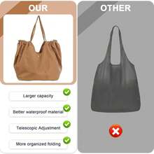 Reusable Grocery Bags,Reusable Shopping Bags,Folding Bags Totes,Stretchable And Shrinkable Shopping Bag For Groceries-5377 - Màu Khaki - Xem 5