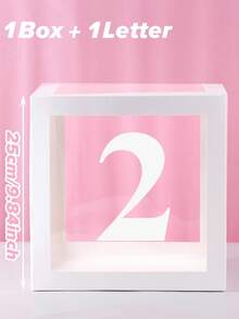 1pc 25cm White Number Transparent Box(Box&Letter), Transparent Balloon Box Gift Box, DIY Free Combination Numbers,Birthday Party Background Decoration Box, 1st Birthday Party Scene Setting Number Box, Babe Shower Decoration, Transparent Balloon Box Gift Box, Gender Reveal Party Decor Balloon Box, Room Decor Balloon Storage Box, Party Background Photography Props, Party Favor