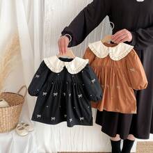 Girls Dress Autumn Lapel Retro Embroidery Baby Girl Princess Spring And Autumn Skirt - 黑色 - 查看 10