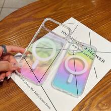 Shockproof Magnetic Colorful Gradient Transparent Phone Case For Aurora, Compatible With IPhone 17 Air 16 15 14 Plus 13 12 11 Pro Max, Transparent Protective Cover Spring Gift,International Version, Not The Domestic Version - Color - View 10