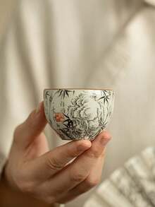 1/2/4/6pcs Ceramic Tea Cups, Vintage Household Guest Tea Cups, Kung Fu Tea Cups, Black Tea Cups, Water Cups, Espresso Cups, Gift Cups, Suitable For Daily Use, Gatherings, Parties - Multicolor - View 11