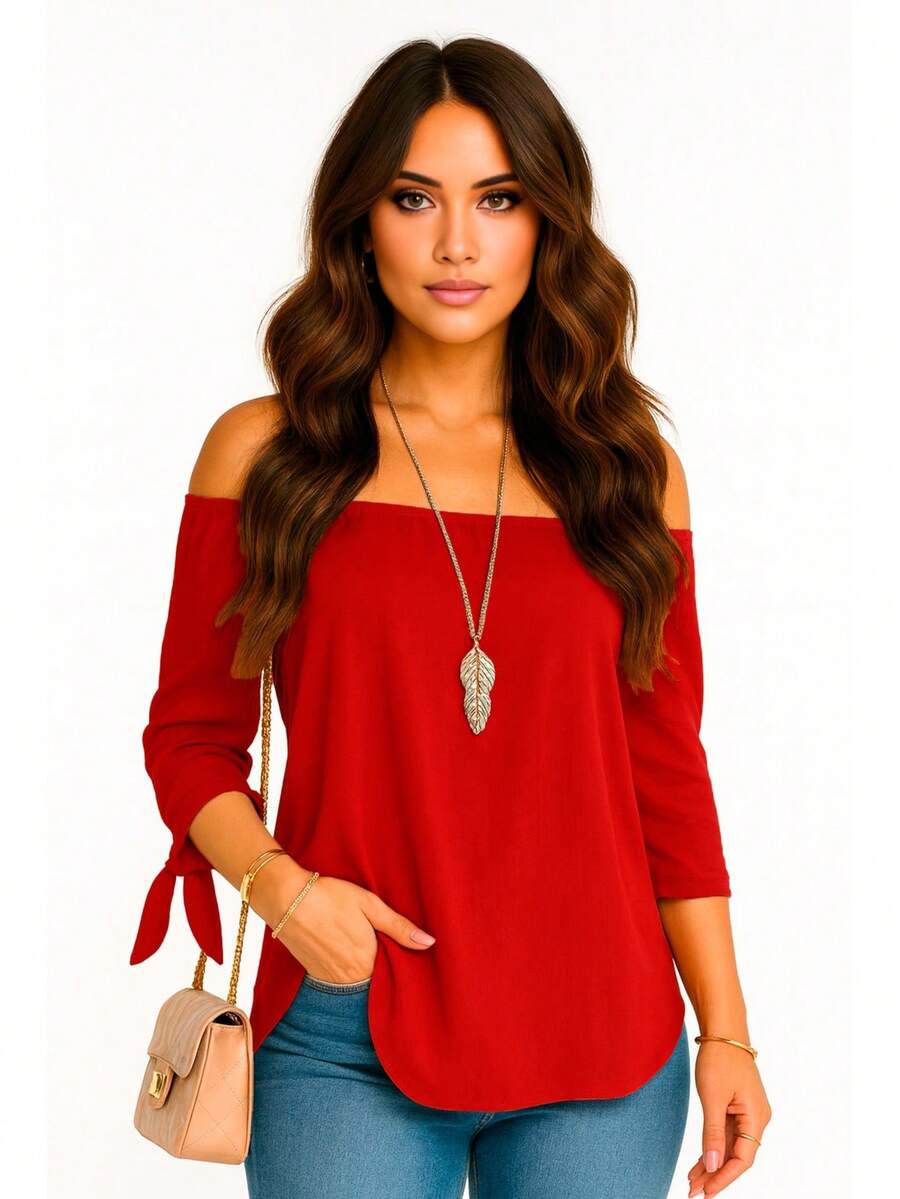 Blusa Para Dama De Moda Comoda Hombros Descubiertos #SensaciónDelujo #EstiloRomanticoDeSanValentín