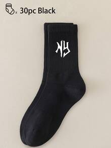 40pcs/30pcs/24pcs Unisex Comfortable Sports Socks, Men's Long Socks For Sports And Training, Women's Long Socks For Casual And Business Wear, Antibacterial, Soft, Black And White, Odor-Resistant, Moisture-Wicking, Lightweight And Comfortable, Suitable For Autumn/Winter, 20pcs/10pcs/8pcs/6pcs/4pcs/2pcs Set, Autumn