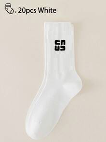 40只/30只/24只装男女通用舒适运动袜，男士长袜适合运动和训练，女士长袜适合休闲和商务穿着，抗菌、柔软、黑白配色、防臭、吸湿排汗、轻便舒适，适合秋冬季节穿着，20只/10只/8只/6只/4只/2只装，秋季 - 彩色 - 查看 50