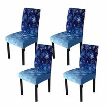 1/4/5/6/7/36pcs Christmas Snowflake Pattern Chair Cover/Seat Covers Set, Suitable For Indoor Home, Restaurant, Hotel, Ideal Choice For Modern Daily Decoration. Tablecloth Fits Square Dining Table, Elastic Chair Covers Are Washable.