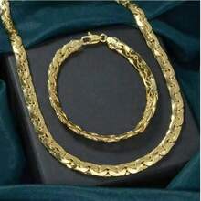 Chunky Jewelry 18k Gold Plated Copper Hiphop Link Chain Necklace Bracelet Jewelry Set For Women