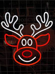 Christmas Deer Decorative Neon Light Sign, Indoor Holiday Atmosphere Lamp