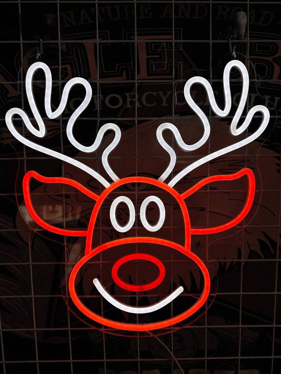 Christmas Deer Decorative Neon Light Sign, Indoor Holiday Atmosphere Lamp
