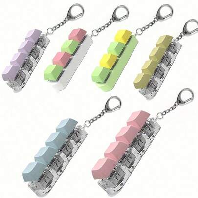 1个成人减压键盘钥匙扣 - 积木造型彩色按键，PC材质，钥匙扣，抗焦虑，成人玩具，酷炫小玩意，动漫风格，Picky Pad
