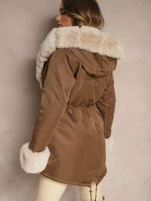 Parka Jacket With Hood And Detachable Fur Trims - Beige - View 4