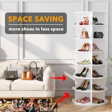 7 Tier Rotating Shoe Rack Tower Spinning Shoe Display Lazy Susan Shoe Organizer - White - View 4