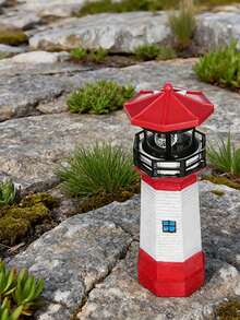 1pcs/2pcs  Outdoor Garden Solar-Powered Red Lighthouse, Ocean-Themed Floor-Standing ABS Resin Simulated Lighthouse Statue, 180° Rotating Lamp, Waterproof IP44 Creative Landscape Decorative Lamp, Micro-Landscape Interactive Tracking Lamp, Suitable For Garden, Courtyard, Front Porch, Lawn, Back Garden Decoration, Outdoor Solar-Powered Garden Decorative Lamp (400mah) - Đỏ - Xem 9