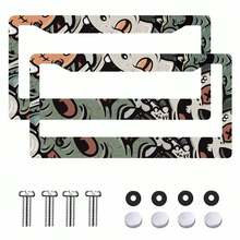 ​2PC Custom License Plate Frame - 6.3x12.2 Inch Aluminum Car Tag Holder With POD Personalized Design, Easy To Install Rust-Proof Auto Accessories Gift For Men​