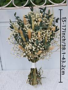 1 Bouquet Mixed Flowers Including Baby's Breath, Eucalyptus, Lavender, Natural Plant Flower Bouquet For Vase, Wedding, Bridal Bouquet, Home/Office Decor, Party - Yellow - View 5