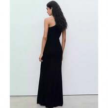 Mango Women's Asymmetrical Combined-Knit Dress | - Black - View 3