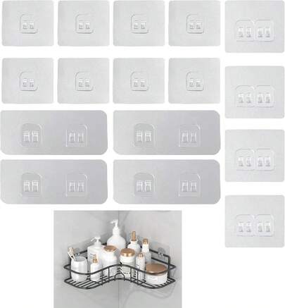 EstiloAdhesivos De Repuesto Para Ducha, Juego De 16 Adhesivos Para BañO Impermeables, Pegatinas Adhesivas De Repuesto Transparentes Para Repisas De BañO Y CocinaVersióN Mejorada