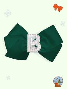 1pc 5-Inch 26pcs A-Z Pearl Letter Personalized Hair Clip For Girls, Ponytail Holder, Suitable For Holiday Party, School Graduation, First Day Of School, Classroom - Dark Green - View 30