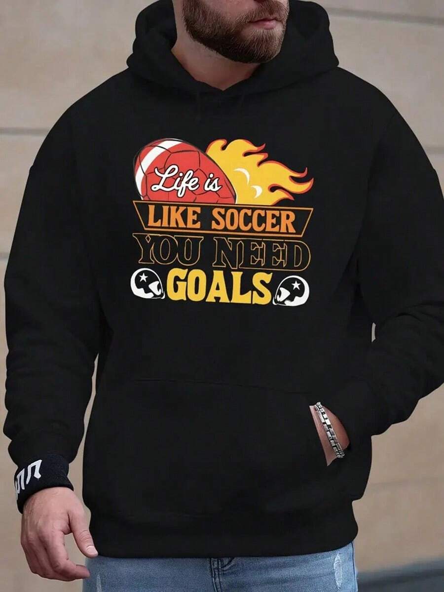 Y Graphic, Cozy Fleece-Lined Hoodie For Men - Casual Pullover With Pocket, Long Sleeve, Letter Print Design - Perfect Winter Gift,Fall Hoodies,Men's Fall Clothes,Street Wear,Halloween,Mens Hoodies,Y2k Clothes,Jesus Hoodie,Thanksgiving Day,Nightmare Before Christmas,Christmas - Black - View 1