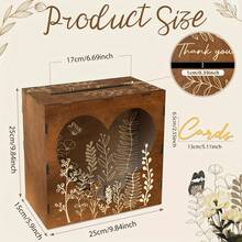 1set Wedding Card Box For Party, Wooden Wedding Card Boxes For Reception, Rustic Wedding Box For Cards And Money, Envelope Money Box Gift Card Box For Wedding Decor Graduation Shower Birthday