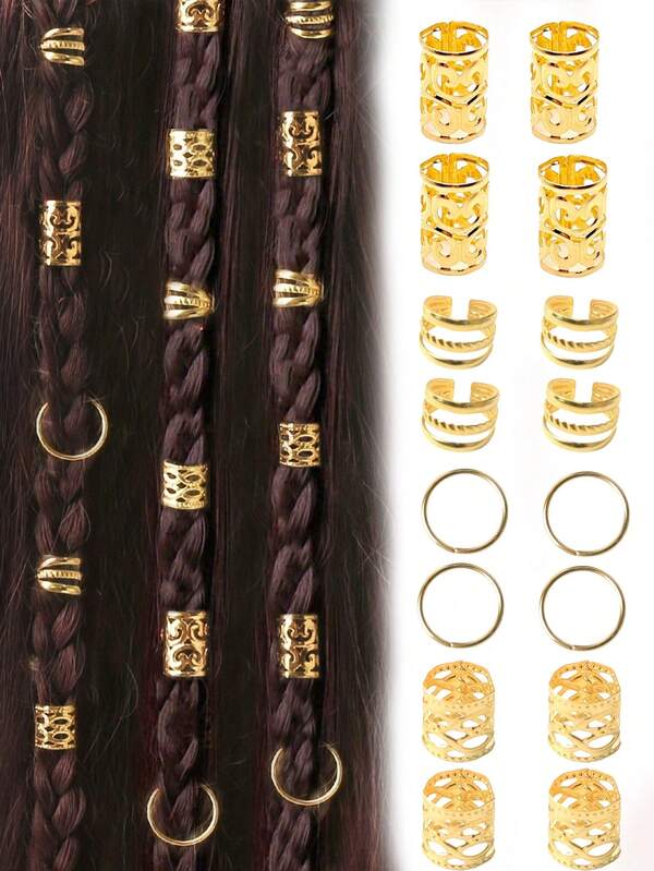 40pcs/Set Mixed Shapes Dreadlock Hair Ties, Suitable For Braiding Hairstyles, Adjustable Hair Bands For All Seasons