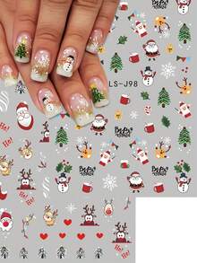 1 pezzo/2 pezzi/4 pezzi Questi adesivi per unghie in stile INS presentano una varietà di motivi natalizi affascinanti, tra cui renne, Babbo Natale, campanelle e alberi di Natale. I disegni carini e vivaci catturano perfettamente l'essenza del periodo natalizio.