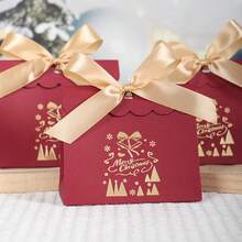 5PCS/10PCS Christmas Bell Snowflake Printed Candy Gift Box,Christmas Treat Boxes Candy Bags, Holiday Party Treat Cookie Goodie Snack Gift Packaging,Christmas Goody Gift Boxes - Wave Cover - View 5