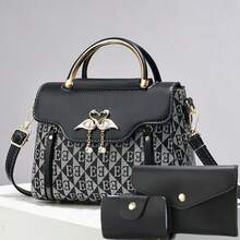 1 Set Fashion Women's Letter Color Block Shoulder Bag & Handbag - Black - View 5