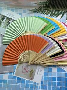 (There Are Minor Defects In The Production Process, But It Will Not Affect The Finished Product) 1PC/2pcs/9pcs/10pcs Colorful Paper Fans, Foldable Fans For Wedding Guests, An Ideal Fashion Accessory And Gift (The Front Of The Fan Is Intact, But The Back May Inevitably Have Some Staining, Please Order Carefully If You Mind)