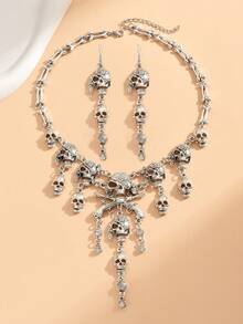 1 pieza Collar de joyería con borlas con calavera de pirata vintage de estilo punk hip-hop popular de Europa y América para Halloween