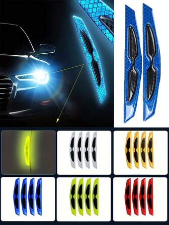 2/4 Pcs Door Cushion Protector With Reflective Sticker-Anti-Scratch And Anti-Collision Vehicle Guard, High-Grade Soft Silicone Door Edge Buffer, Lighted Decorative Sticker For Enhancing Visibility, Very Suitable For Parking, Opening/Closing Or Wall When Colliding, Protect The Door, Edge And Body From Scratches