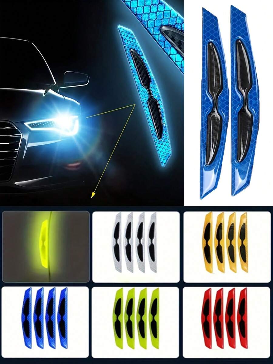 2/4 Pcs Door Cushion Protector With Reflective Sticker-Anti-Scratch And Anti-Collision Vehicle Guard, High-Grade Soft Silicone Door Edge Buffer, Lighted Decorative Sticker For Enhancing Visibility, Very Suitable For Parking, Opening/Closing Or Wall When Colliding, Protect The Door, Edge And Body From Scratches - Multicolor - View 1