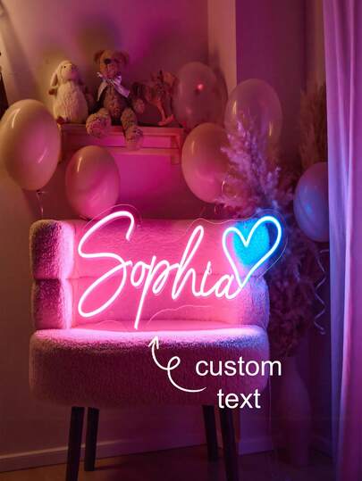 1 pieza Letrero de neón personalizado, regulable, letrero de neón para decoración de pared, arte de dormitorio, luces decorativas, letrero de neón LED que se puede personalizar para bodas, fiestas de cumpleaños, dormitorios, salas de juegos, bares, salones, estudios de uñas y pestañas, negocios, nombre, nombre de la tienda, habitación, decoración de regalos de Navidad, luces de letrero de regalo