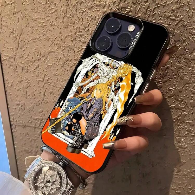 Funda para teléfono Misa D-Death N-Note compatible con  16,15,14,13,12,11,Pro,XS,Max,Plus,Mini,SE, cubierta negra mate a prueba de golpes, compatible con funda de  17, funda de  17 Pro, funda de  17 Pro Max - z2 - Añade 10