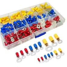 200 piezas de terminales de anillo aislados de 22-16/16-14/12-10AWG, conector de cable de conexión de anillo prensado, adecuado para reparación automotriz, cable, sin incluir baterías