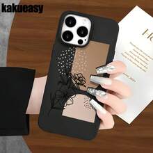 Fundas y carcasas protectoras con diseño de líneas negras y flores, con orificios grandes. Compatibles con phone 16 Pro Max, 16, 15 Pro, 14, 14 Plus/14 Pro Max, 13, 13 Pro, 12 Pro, 11/11 Pro. Regalos para cumpleaños y fiestas. - Negro - Ver 3