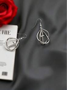 2pcs/Set Fashionable Minimalist Hollow Cross Lantern Dangle Earrings, Versatile For Daily Wear, Party, Halloween