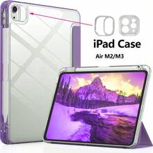 For IPad Case Compatible With A16 Models From The 11Th And 10Th Generations (2025/2022), As Well As IPad Air M2 M3 11inch/13inch Ipads, Ipad Pro M4 11inch/13inch, It Features A Holder For The Pencil, A Hard Clear Transparent Back Shell, A Soft TPU Shockproof Frame Cover, And An Auto Sleep/Wake Function.