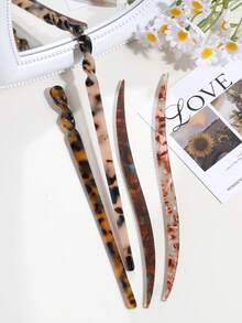 4个女士时尚优雅醋酸纤维发夹，适合日常佩戴、盘发、发型设计、发饰、头部配饰 - 彩色 - 查看 1