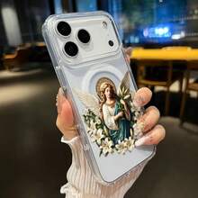 Kompatibel mit iPhone 17 Pro Max Air 16 16e 15 Plus 14 13 12 11 XS Max XR X Lily Angel Muster Stoßfest Kratzfest Anti-Gelbfärbung Transparente Modische Bunte Smartphone Hülle Geschenk, iPhone Hülle, Blumenmuster Hülle, Transparente Ästhetik, Langlebiges Spritzgussverfahren, UV-bedrucktes Kunstwerk, Stilvoller Autobesitzer, Technologie-Zubehör-Enthusiast - Grün - Übersicht 4